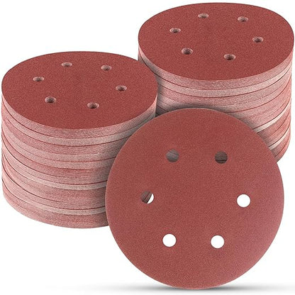 100 PCS 6 Inch Sanding Discs 320 Grit, 6 Hole Hook and Loop Sandpaper, Round Orbital Sand Paper Discs for Sander