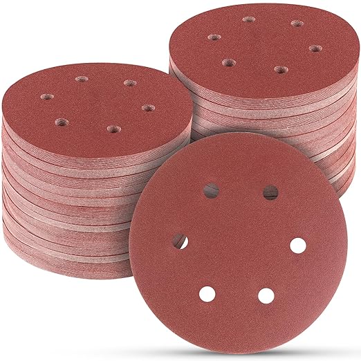 100 PCS 6 Inch Sanding Discs 320 Grit, 6 Hole Hook and Loop Sandpaper, Round Orbital Sand Paper Discs for Sander