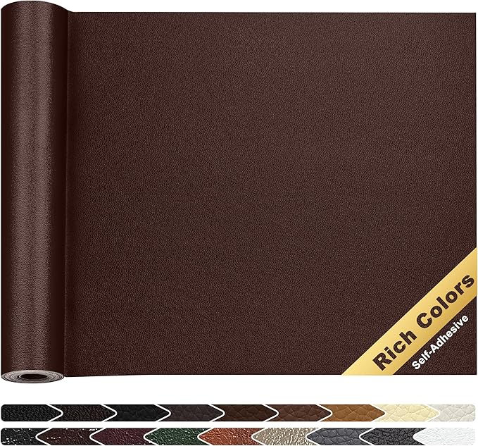 KING MOUNTAIN Leather Repair Patch,16 x 60 Inches self Adhesive Leather Repair Tape for Damaged Leather Furniture, Sofa Seating,Car Seats, Leather Goods（Coffee Brown）