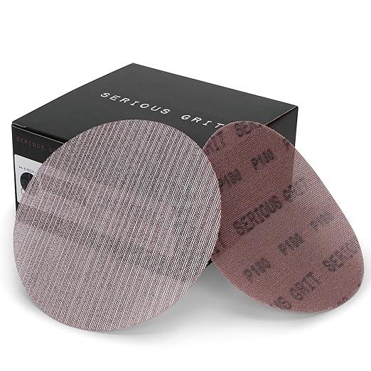 Serious Grit - 6-Inch 180 Grit Ceramic Mesh Sanding Discs - Hook & Loop Dust-Free Net Abrasive for Wood, Drywall, Paint, Auto Body - Long Life Ceramic Grain - Universal Fit 125mm Sandpaper - 50 Pack
