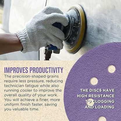 Dura-Gold Premium 5" Purple Film Ceramic Sanding Discs, 8-Hole Pattern, 50 Disc Variety Pack, Grits 60, 80, 120, 180, 220, 320, 400, 600, 800, 1000 - Hook & Loop Sandpaper, DA & Random Orbital Sander