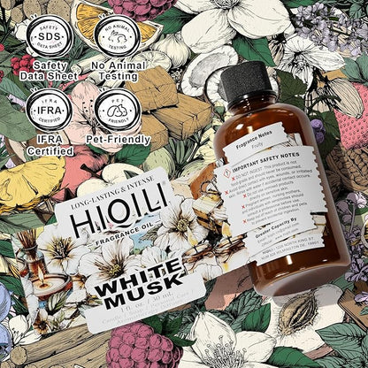 HIQILI White Musk Fragrance Oil, Candle Scents for Candle Making, Soap Making Supplies, Musk Perfume for Women, for Diffuser Use - 1 Fl Oz
