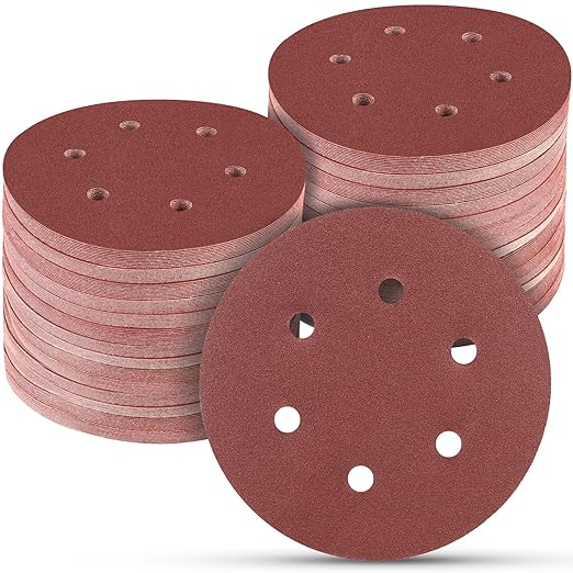 100 PCS 6 Inch Sanding Discs 120 Grit, 6 Hole Hook and Loop Sandpaper, Round Orbital Sand Paper Discs for Sander