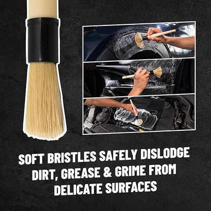 Chemical Guys Boars Hair Detailing Brush - Gentle Scratch-Free Cleaning for Wheels, Grilles, Emblems, and Interior Surfaces - Versatile Multi-Purpose Auto Detailing Brush for Deep Cleaning - Acc_S90