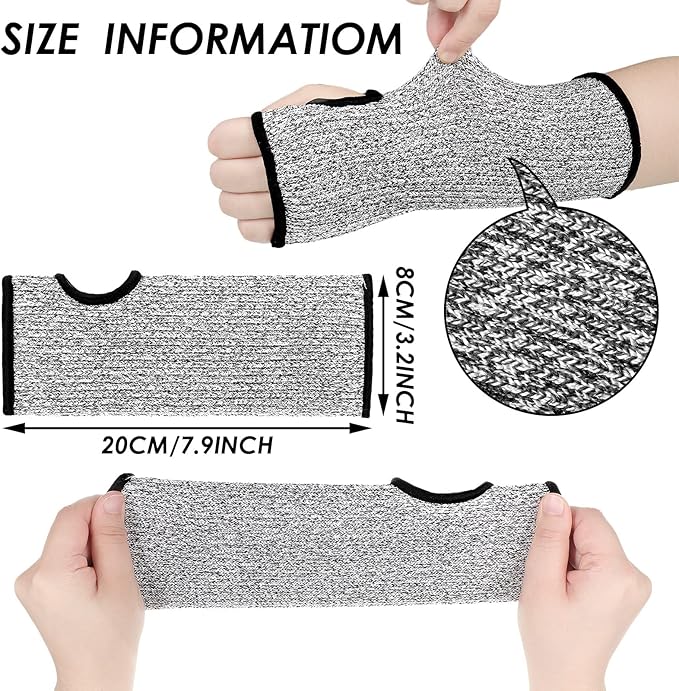 Geyoga 3 Pairs Cut Resistant Arm Sleeves Thin Arm Protectors Guard with Thumb Hole Gloves for Women Men Garden Kitchen(Black Blue Grey)