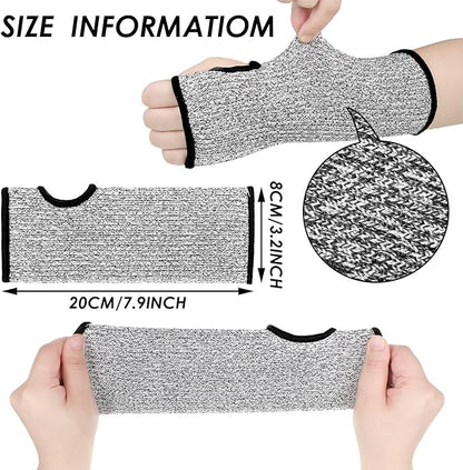 Geyoga 3 Pairs Cut Resistant Arm Sleeves Thin Arm Protectors Guard with Thumb Hole Gloves for Women Men Garden Kitchen(Black Blue Grey)