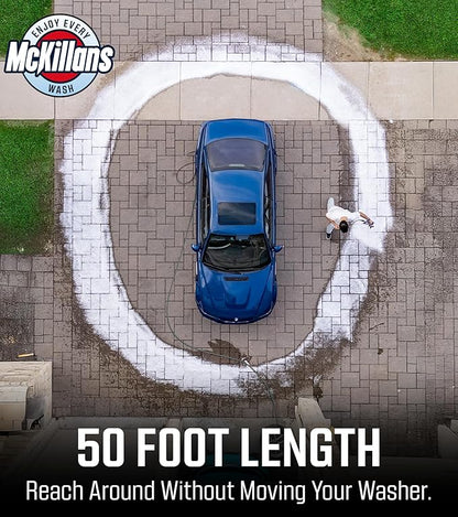 McKillans® Pressure Washer Hose 50 ft - Flexible & Kink-resistant - Steel-Braided & Durable- M22-14mm Stainless Steel Plug - Power Washer Hose - High Pressure 1/4" Inner Diameter - Long 50 ft Reach
