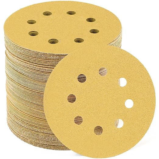LotFancy 100 PCS 80 Grit Sanding Discs, 5 Inch 8 Hole, Aluminum Oxide Sandpaper for Stripping Paint, Sand Paper for Wood, Plastic, Rust Removal, Random Orbital Sander Pads