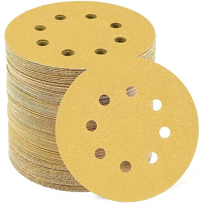 LotFancy 100 PCS 80 Grit Sanding Discs, 5 Inch 8 Hole, Aluminum Oxide Sandpaper for Stripping Paint, Sand Paper for Wood, Plastic, Rust Removal, Random Orbital Sander Pads