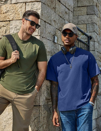 COOFANDY Men's Cotton T-Shirts Oversized Shirt Short Sleeves Streetwear Loose Fit Summer Tee Tops Washed Basic Unisex Shirts
