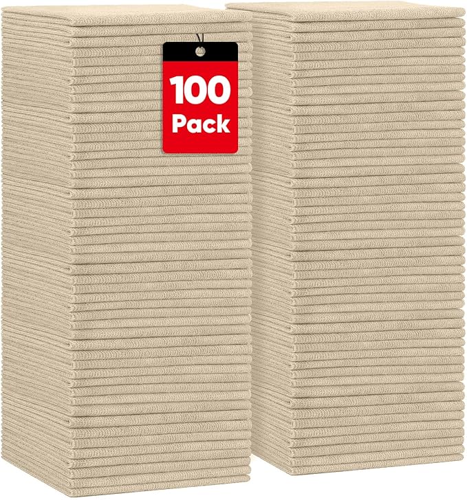 HOMEXCEL Brown Microfiber Cleaning Cloths 100 Pack, Highly Absorbent, Lint & Scratch-Free Cleaning Rags for House Kitchen, Microfiber Towels for Car 11.5 x 11.5 inch Brown