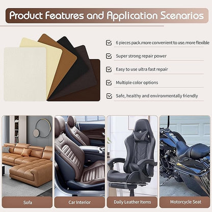 KING MOUNTAIN Leather Repair Patch,2 Packs 9 x 11 Inches self Adhesive Leather Repair Tape for Damaged Leather Furniture, Sofa Seating,Car Seats, Leather Goods(Dark Brown)