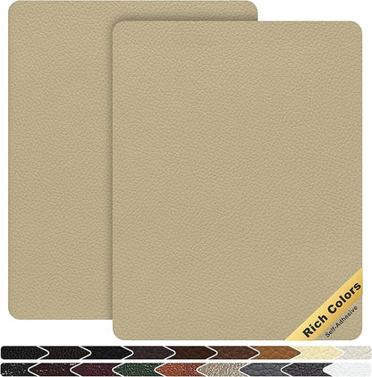 KING MOUNTAIN Leather Repair Patch,2 Packs 9 x 11 Inches self Adhesive Leather Repair Tape for Damaged Leather Furniture, Sofa Seating,Car Seats, Leather Goods（Medium Beige）