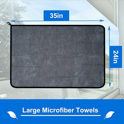 CICMOD Car Drying Towels 35"x24" Large Microfiber Towels for Car Detailing Gray - 4 Pack