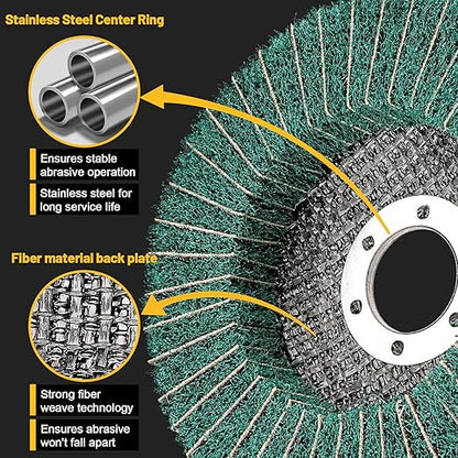Sbestily 10Pcs 120 Grit Scour Flap Disc 4 1/2 Inch Coarse Polishing Grinding Wheel for Metal Stainless Steel Angle Grinder Scouring Pads Scuff Sanding Discs Paint Rust Remover