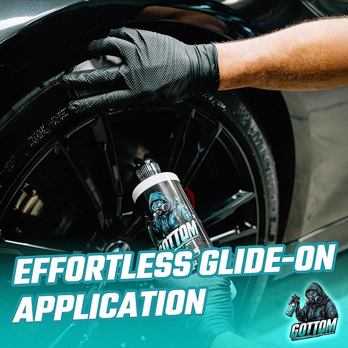 Gottom Tire & Trim Shine – 16oz, Scented Boosted Colada - Ultra High Gloss for Plastic Trim & Wheels – Water-Based Dressing – Car Tire Cleaner & Dressing – Car Detailing Supplies
