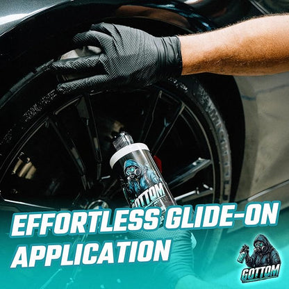 Gottom Tire & Trim Shine – 16oz, Scented Boosted Colada - Ultra High Gloss for Plastic Trim & Wheels – Water-Based Dressing – Car Tire Cleaner & Dressing – Car Detailing Supplies