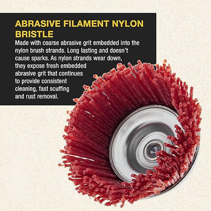 Dura-Gold 2.5" Abrasive Filament Nylon Bristle Cup Brush - 1/4" Hex Drill Shank Arbor, Coarse Grit Angle Grinder Brush for Truck Bed Liner Surface Prep, Sanding, Scuffing, Rust & Paint Removal