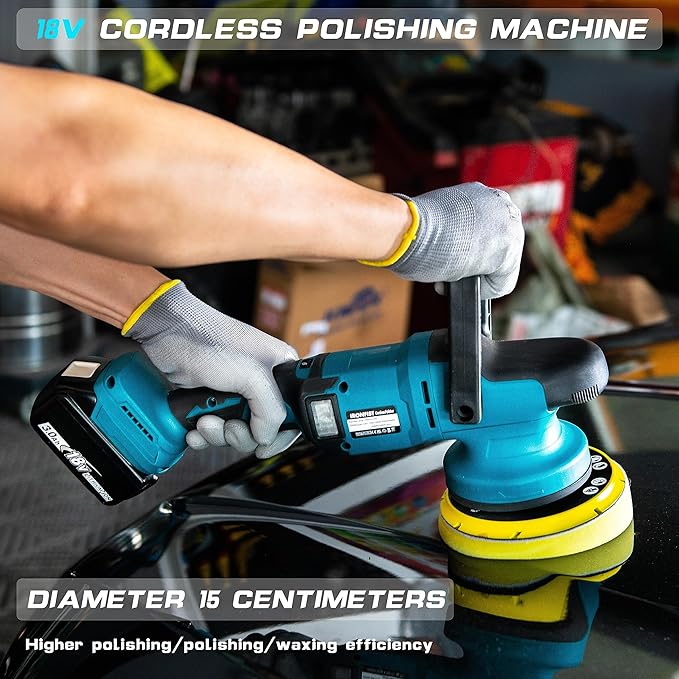 IRONFIST Cordless Car Polisher, 6inch Brushless Buffer Orbital Portable Polishing Waxer Machine with 6 speeds 750-6800RPM, Compatible with Makita 18V Batteries (Battery Not Included)
