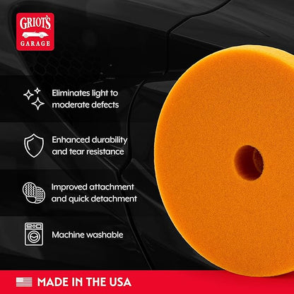 Griot's Garage Orange Foam Correcting Pads for Car Polishing and Detailing, Removes Light to Moderate Paint Defects, Durable, Machine-Washable, 10516, 5.5", Set of 2