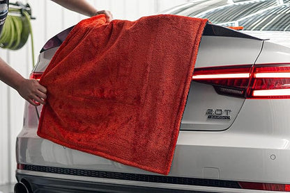 Autofiber Dreadnought Max Triple Layer Microfiber Car Drying Towel, Twist Pile and 1400GSM - Pack of 1, Red/Black (20 inch x 30 inch)