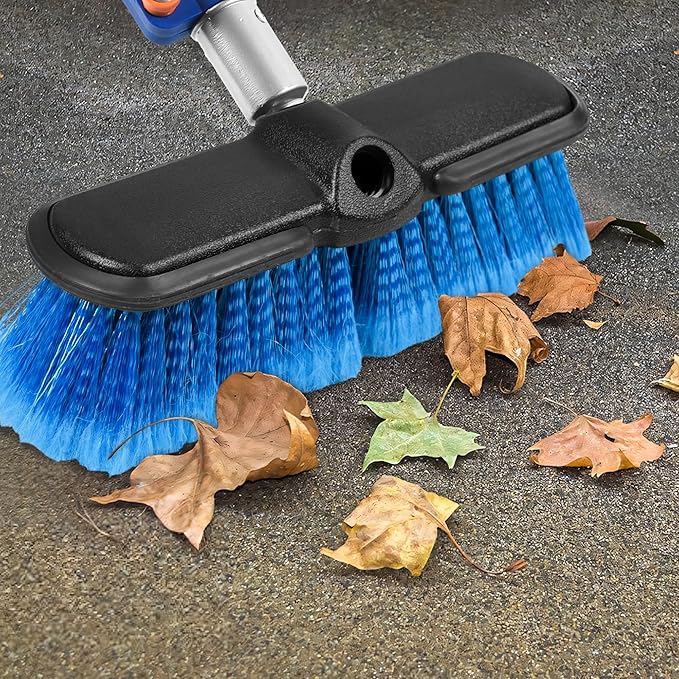 30 FT Exterior House Cleaning Brush Set with 6-24 Foot Telescoping Extension Pole, Soft Scrub Car Wash Brush, Medium Bristle Cleaning Brush and Window Squeegee & Washer