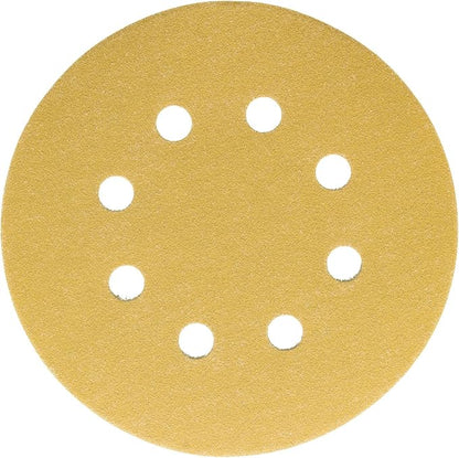 Dura-Gold Premium 150 Grit 5" Sandpaper Discs, 8 Hole Pattern Dustless, 50 Discs - Hook & Loop Backing for Orbital DA Sander, Detailing Finishing Color Sanding Automotive Paint Woodworking