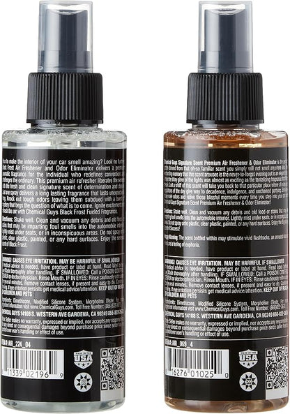 Chemical Guys AIR_302_04 Black Frost Scent and Signature Scent Combo Pack, Great for Cars, Trucks, SUVs, RVs, Home, Office & More (2-4 fl oz Items)