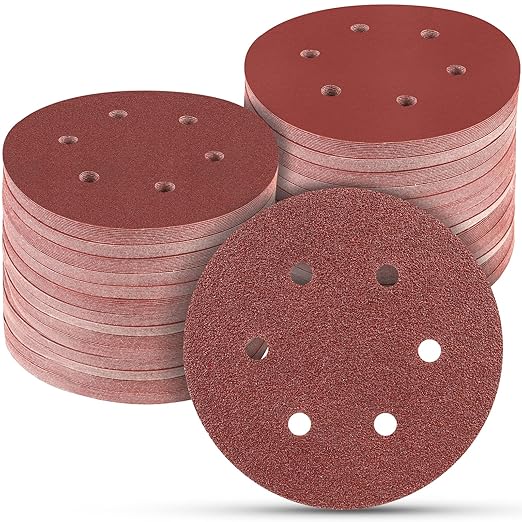 100 PCS 6 Inch Sanding Discs, 6 Hole Hook and Loop Sandpaper 60 80 120 240 400 Grit Set, Round Orbital Sand Paper Discs for Sander