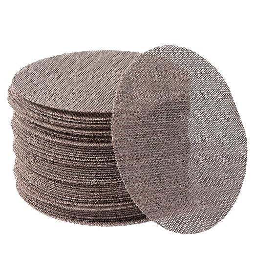 100GRIT 50pcs 5-Inch Mesh Abrasive Sanding Discs Hook & Loop Sandpaper, Dust Free Anti-Blocking Net Sandpaper Sheets for Auto Body, Wood, Drywall, Metal