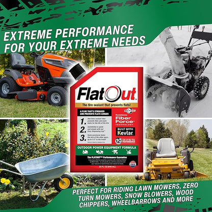 FlatOut Off Road Tire Sealant, Outdoor Power Equipment Formula, Prevents Flat Tires, Fix a Flat Tire, Seals Leaks, Contains Kevlar, 32 Ounce Bag, 2-Pack