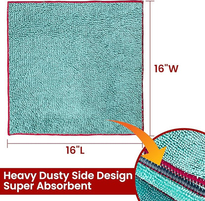 Greenfound Microfiber Cleaning Cloth 5 Pack, 15" x 15" Microfiber Towels for Cars, Lint Free Cloth for House, Kitchen and Window, Green