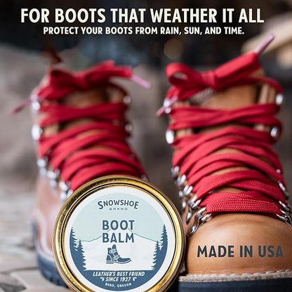 Snowshoe Boot Balm, Made in USA Since 1927 - Protect, Condition, Restore & Waterproof - Leather Conditioner for Boots and Shoes (4 oz)