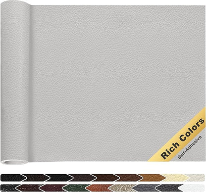 KING MOUNTAIN Leather Repair Patch,16 x 60 Inches self Adhesive Leather Repair Tape for Damaged Leather Furniture, Sofa Seating,Car Seats, Leather Goods(Light Grey)