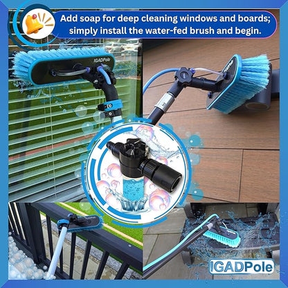 IGADPole 24 FT Washing Kit: Water-fed Brush with Soap Dispenser, Cobweb Dusters, with 6-Stage Telescoping Pole 5-24ft Pole/Window and Dusting Cleaning Kit