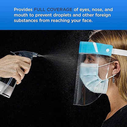 Salon World Safety 200 Face Shields (20 Packs of 10) - Ultra Clear Protective Full Face Shields to Protect Eyes, Nose and Mouth - Anti-Fog PET Plastic, Elastic Headband - Sanitary Droplet Splash Guard