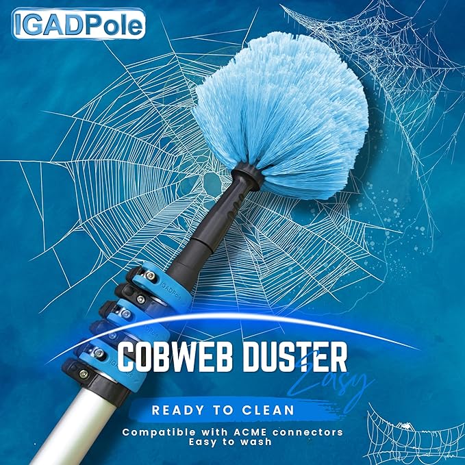 IGADPole 24 FT Washing Kit: Water-fed Brush with Soap Dispenser, Cobweb Dusters, with 6-Stage Telescoping Pole 5-24ft Pole/Window and Dusting Cleaning Kit