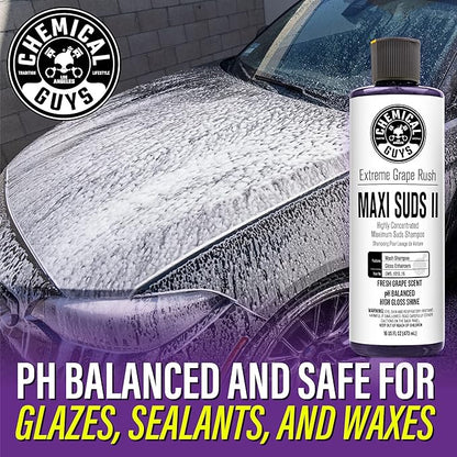 Chemical Guys CWS_1010 Maxi-Suds II Foaming Car Wash Soap (Works with Foam Cannons, Foam Guns or Bucket Washes) Safe for Cars, Trucks, Motorcycles, RVs & More, 128 fl. Oz (1 Gallon), Grape Scent