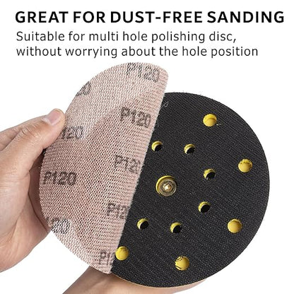 120GRIT 50pcs 5-Inch Mesh Abrasive Sanding Discs Hook & Loop Sandpaper, Dust Free Anti-Blocking Net Sandpaper Sheets for Auto Body, Wood, Drywall, Metal