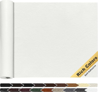 KING MOUNTAIN Leather Repair Patch,16 x 60 Inches self Adhesive Leather Repair Tape for Damaged Leather Furniture, Sofa Seating,Car Seats, Leather Goods（White）
