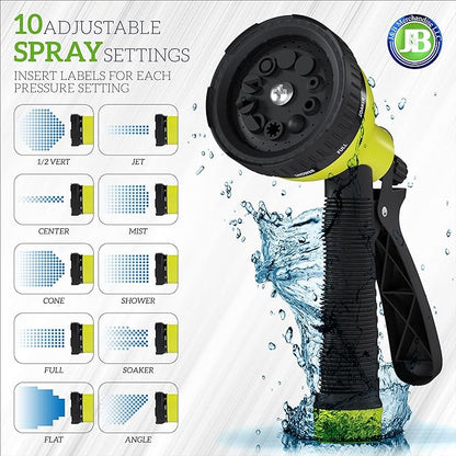 J&B XpandaHose 50ft Expandable Garden Hose – Ultra-Strong 3750D, 4-Layer Latex Core, Brass 3/4" Connectors, 10-Pattern Nozzle & Storage Bag – Lightweight, Kink-Reducing, Leak-Resistant