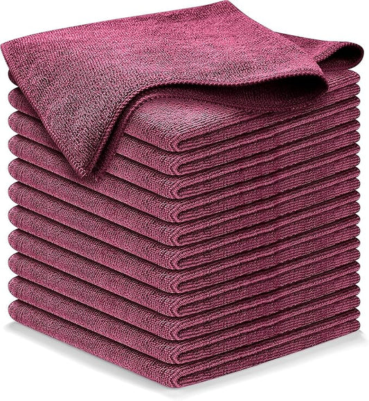 USANOOKS Microfiber Cleaning Cloth - 1200 Washes, Ultra Absorbent Towels Grip Root Weave Grime - 12pack - Burgundy