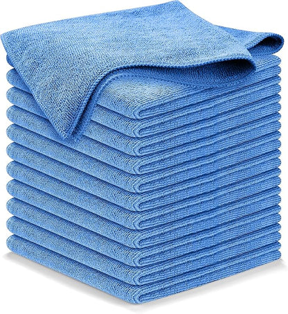 USANOOKS Microfiber Cleaning Cloth - 12Pcs 12.5x12.5 inch High Performance - 1200 Washes, Ultra Absorbent Weave Trap Grime & Liquid for Streak-Free Mirror Shine & Lint Free Cloth - Light Blue