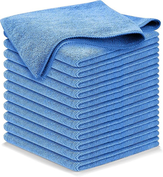 USANOOKS Microfiber Cleaning Cloth - 12Pcs 12.5x12.5 inch High Performance - 1200 Washes, Ultra Absorbent Weave Trap Grime & Liquid for Streak-Free Mirror Shine & Lint Free Cloth - Light Blue