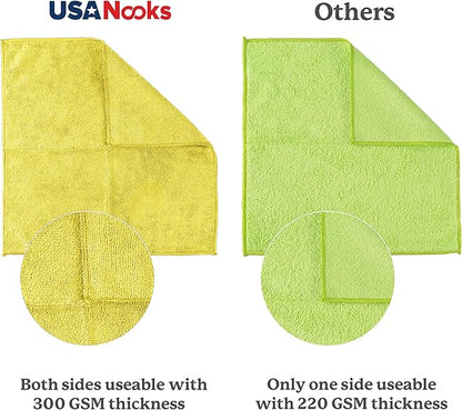 USANOOKS Microfiber Cleaning Cloth Yellow - 100 Pcs 12.5"x12.5" - High Performance - 1200 Washes, Ultra Absorbent Towels Weave Grime & Liquid for Streak-Free Mirror Shine - Car Washing Cloth