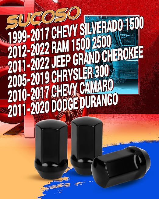 M14x1.5 Lug Nuts Replacement for Chevy Silverado 1500 Sierra 1500 Ram 1500 2500 Tahoe GMC Jeep Grand Cherokee Dodge Buick Cadillac,14x1.5 Black Lug Nuts One-Piece OEM/Stock Style, GM 9596070 611-236