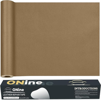 ONine Leather Repair Tape,Self Adhesive Leather Repair Patch,Leather Patches for Furniture,Sofa,Car Seats,Office Chair. Vinyl Repair Kit 16x48in(Gery Khaki)