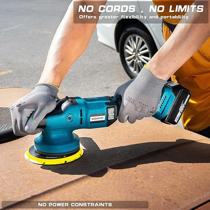 IRONFIST Cordless Car Polisher, 6inch Brushless Buffer Orbital Portable Polishing Waxer Machine with 6 speeds 750-6800RPM, Compatible with Makita 18V Batteries (Battery Not Included)