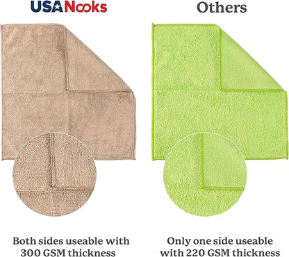 USANOOKS Microfiber Cleaning Cloth - Beige - 50Pcs (12.5x12.5 inch) High Performance - 1200 Washes, Ultra Absorbent Car Towel Traps Grime & Liquid for Streak-Free Mirror Shine - car Washing Cloth
