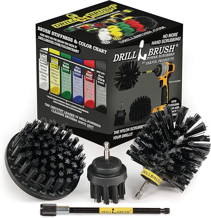 BBQ Scrubbing Brush Set - Electric Spin Scrubber Grill Accessories - Grill Brush Cleaning Kit with Extension - Outdoor Cleaning Supplies - Industrial Scrubbing - Driveway Cleaner